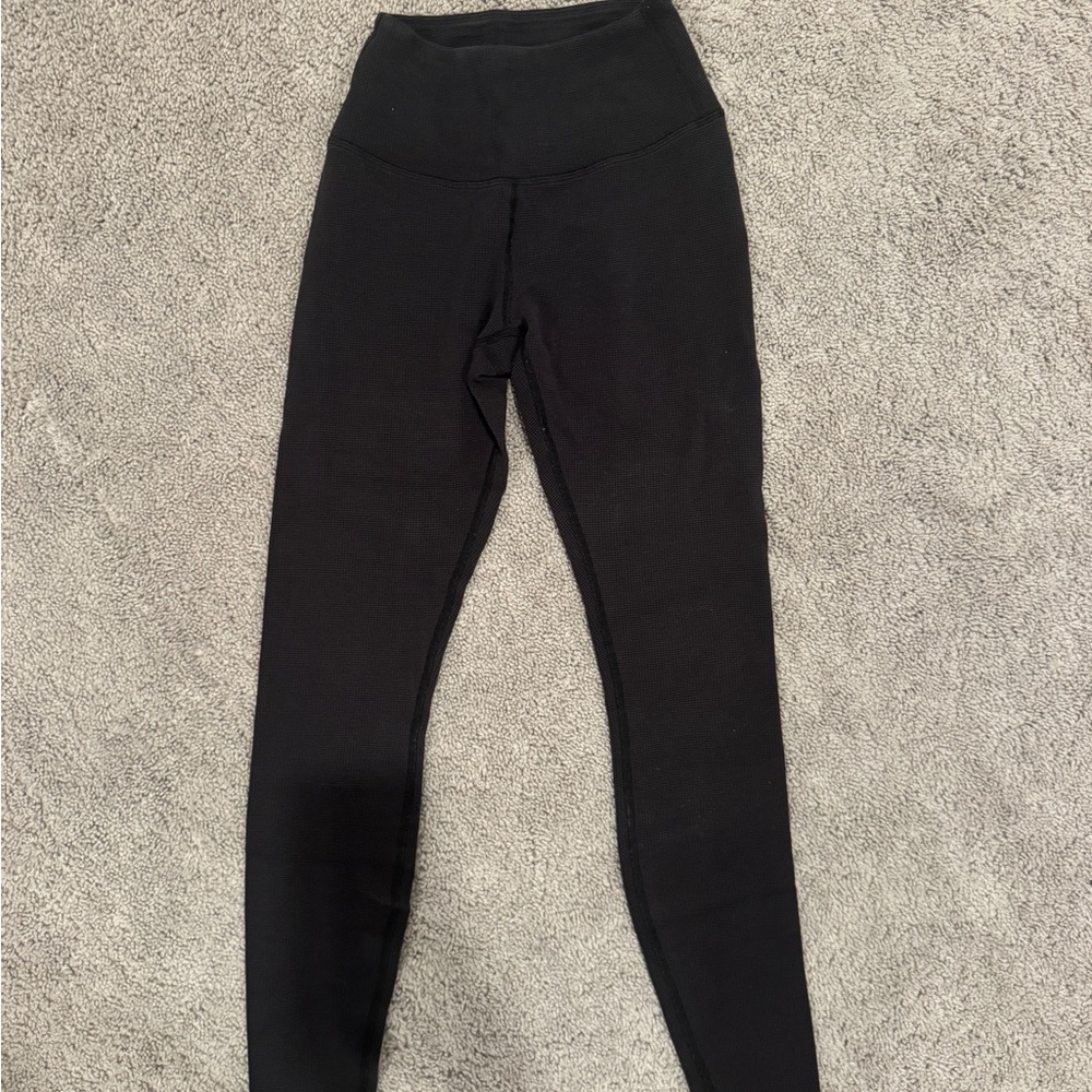 Alo Black Waffle Knit Leggings